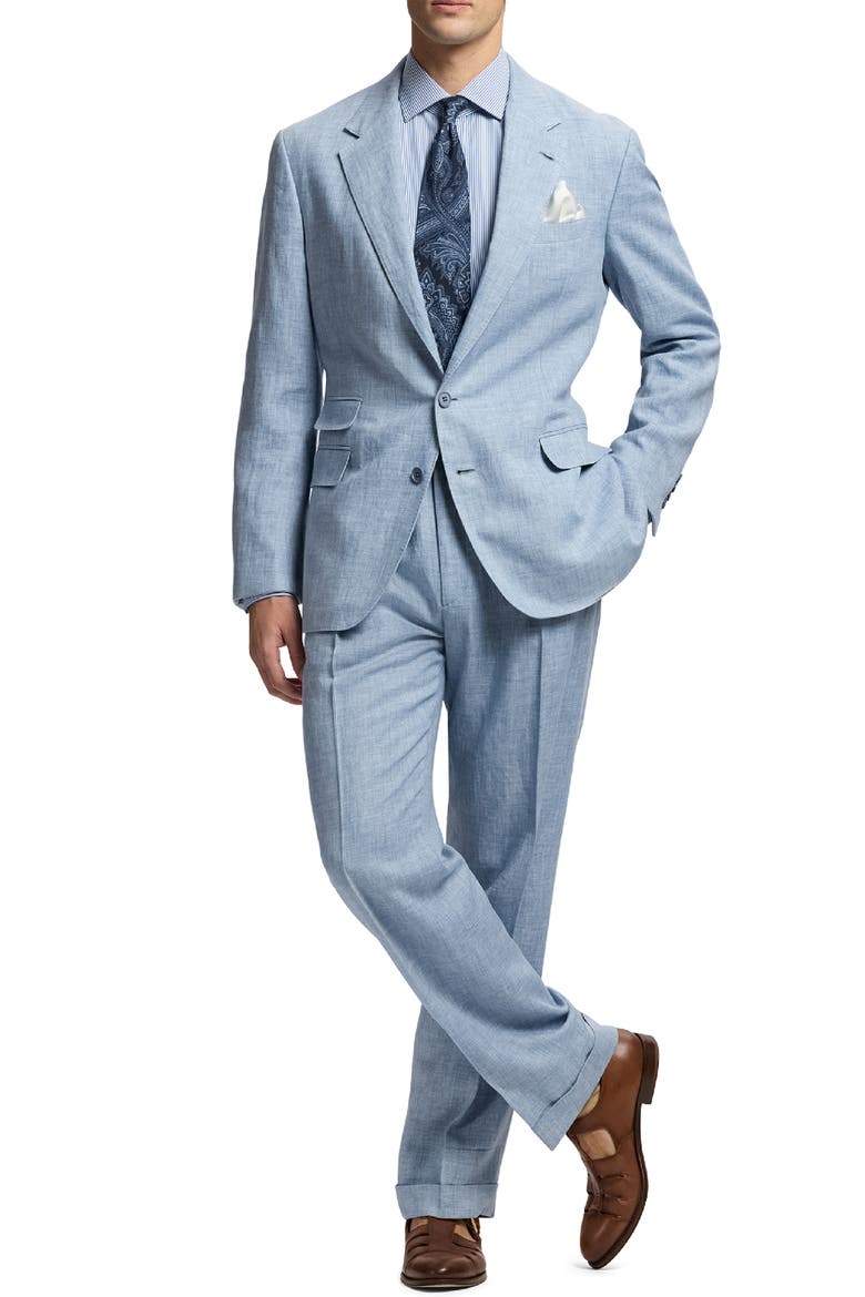 Glen Hand-Tailored Délavé Linen Blend Sport Coat, Alternate, color, BLUE