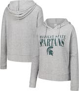 CONCEPTS SPORT Women's Concepts Sport Heather Gray Michigan State Spartans Juniper Soft Modest Cropped Long Sleeve Hoodie Top