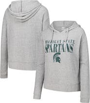 CONCEPTS SPORT Women's Concepts Sport Heather Gray Michigan State Spartans Juniper Soft Modest Cropped Long Sleeve Hoodie Top