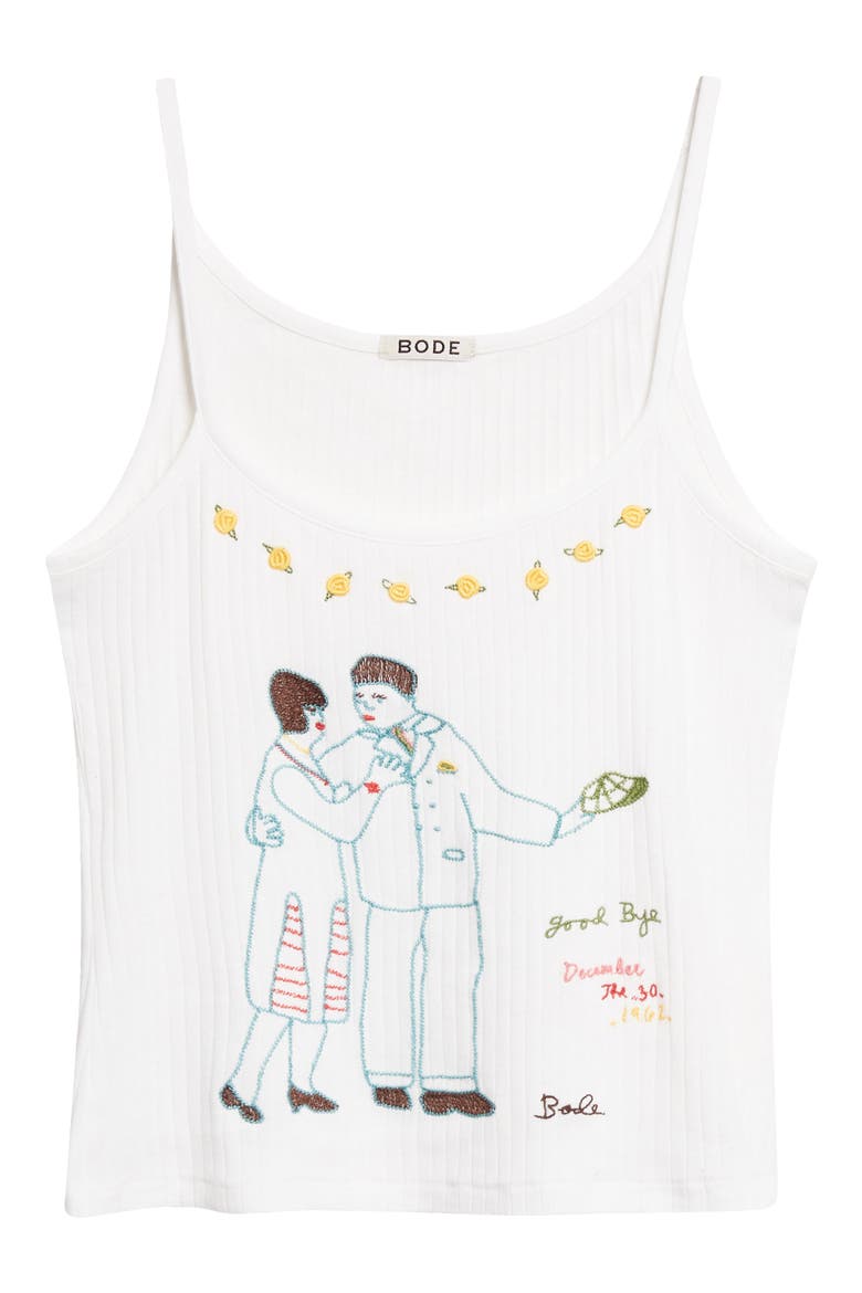 Companion Embroidered Cotton Rib Camisole, Alternate, color, CREAM