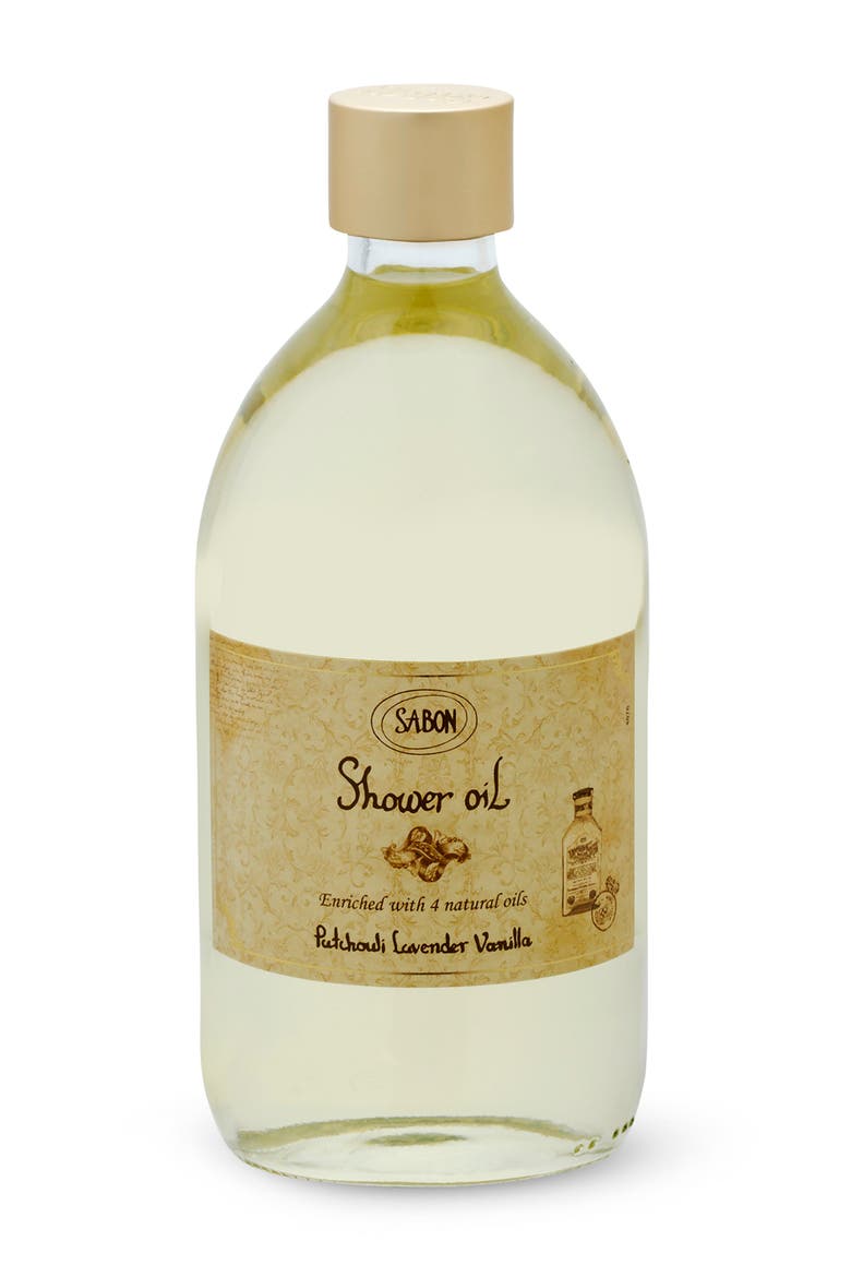 Shower Oil Patchouli Lavender Vanilla, Main, color, 500 mL