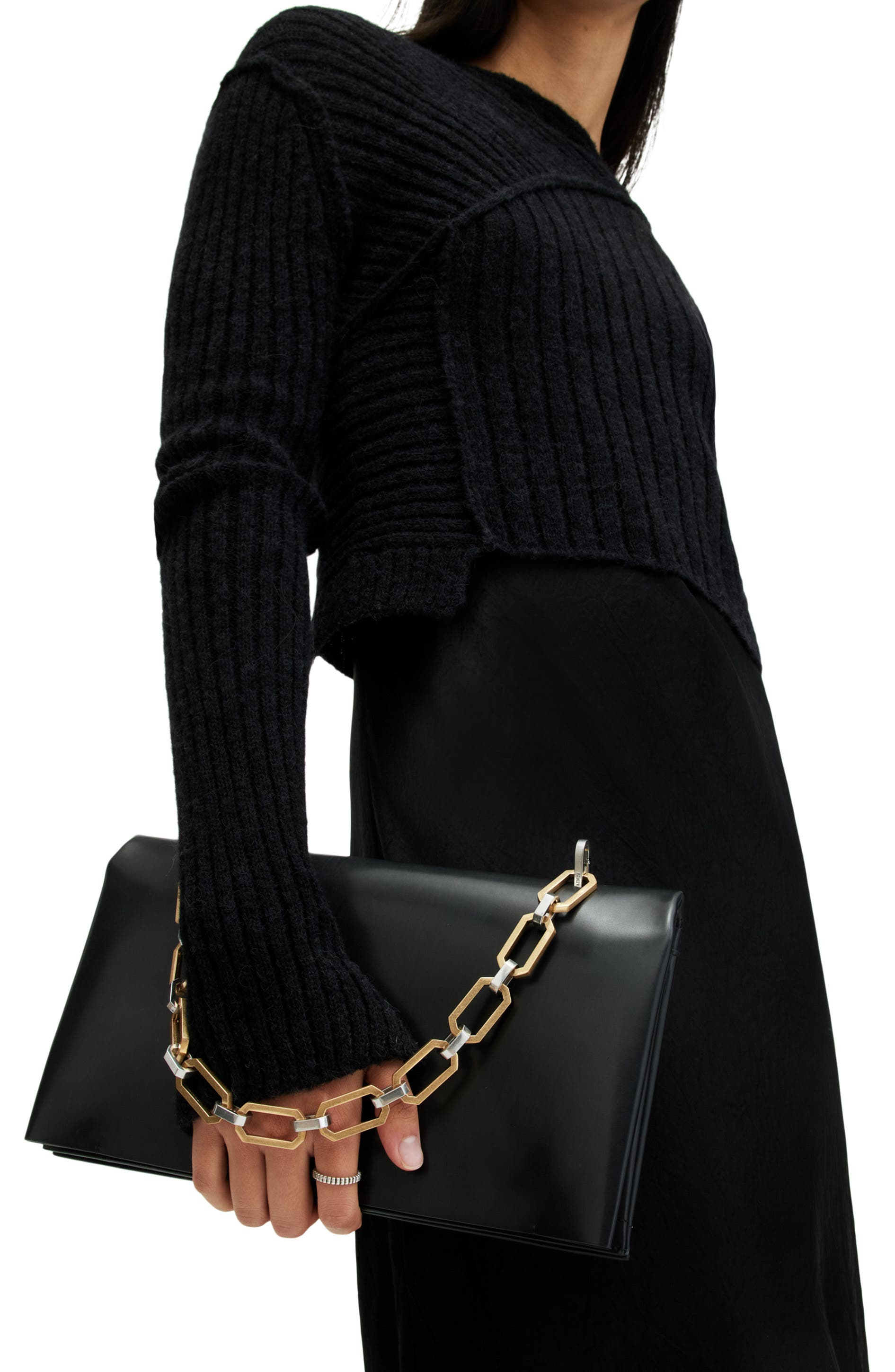 AllSaints Akira Convertible Clutch, Alternate, color, 