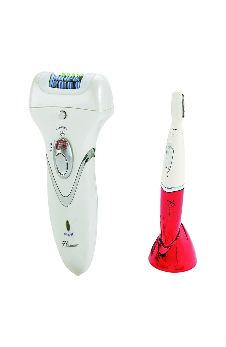 PURSONIC Epilator & Bikini Personal Groomer Trimmer - All-in-One Hair Removal System, Main, color, White