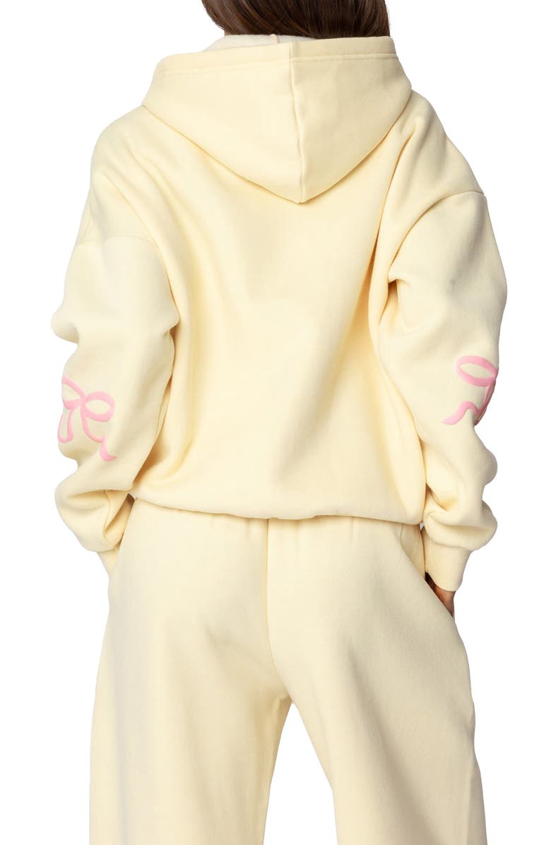 EDIKTED Bonney Bow Oversize Hoodie, Alternate, color, Yellow