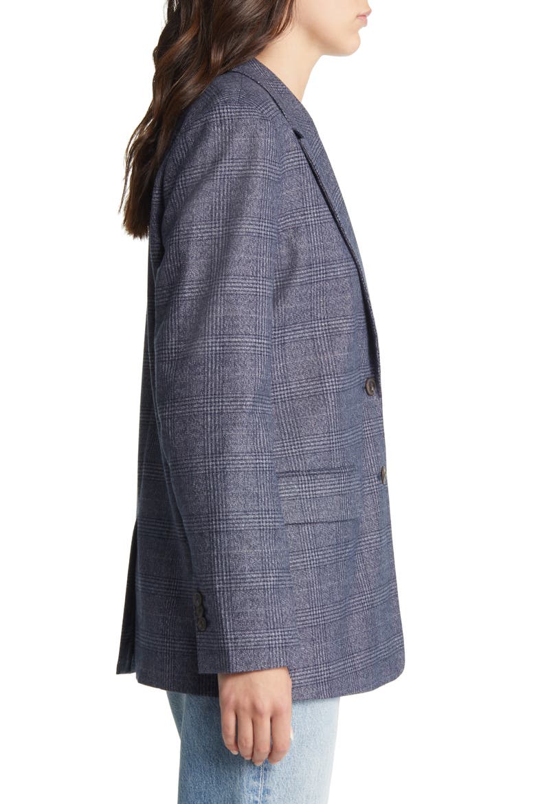 Plaid Two Button Blazer, Alternate, color, NAVY JOLIE PLAID