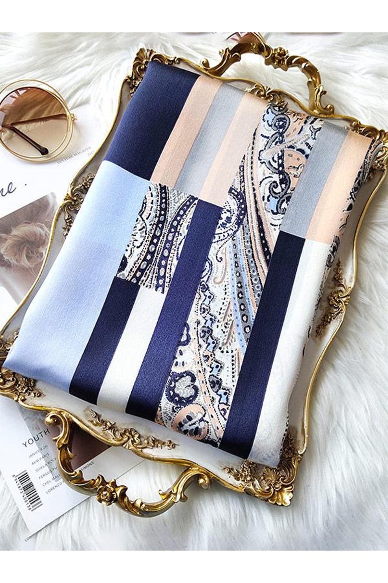 Long Silk Scarf, Alternate, color, Blue