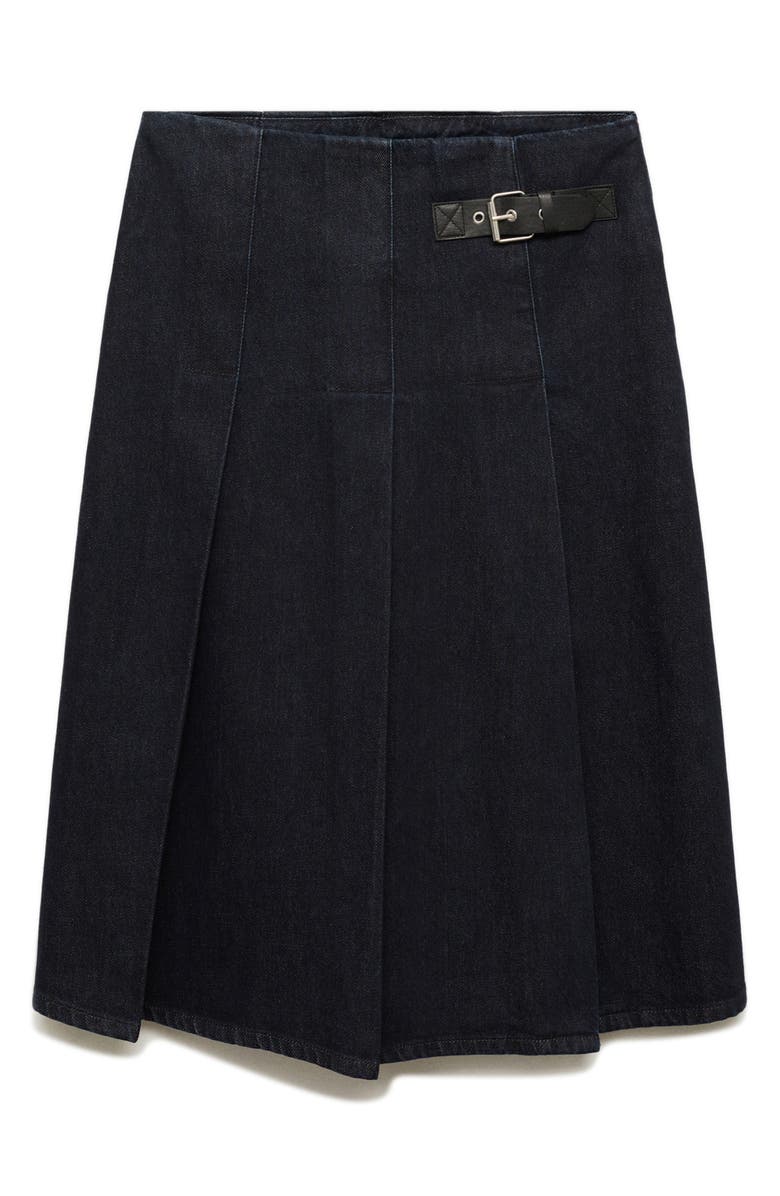MANGO Mara Pleated Denim Skirt, Alternate, color, 