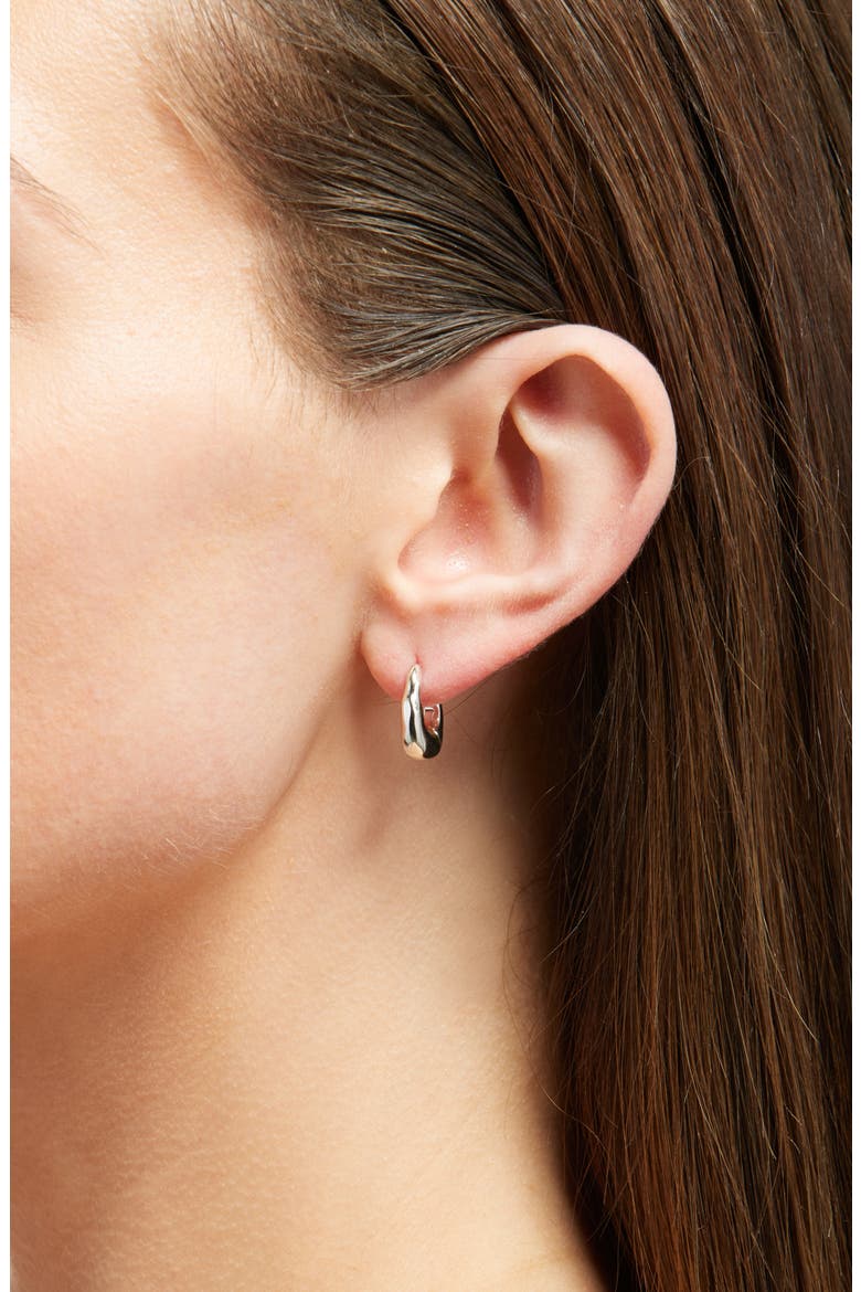 Hammered Hoop Earrings, Alternate, color, WARM SILVER