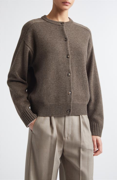 Aidar Crop Wool & Cashmere Crewneck Cardigan