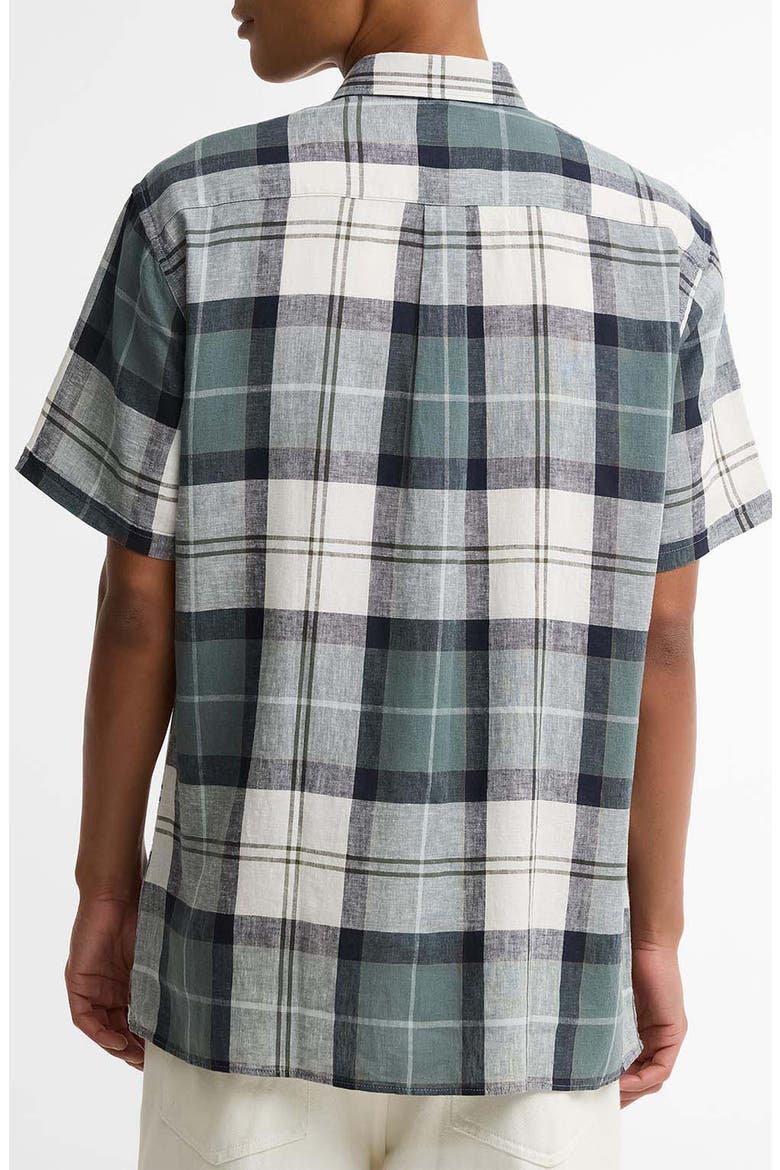 Croft Short Sleeve Linen Blend Shirt, Alternate, color, MEADOW BROOK TARTAN