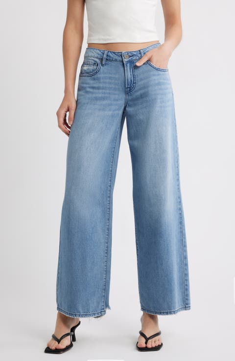 Raw Hem Crossover Waist Ankle Wide Leg Jeans