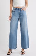 HIDDEN JEANS Raw Hem Crossover Waist Ankle Wide Leg Jeans