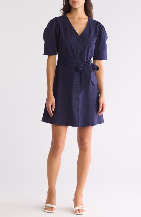 Short Sleeve Cotton Blend Minidress