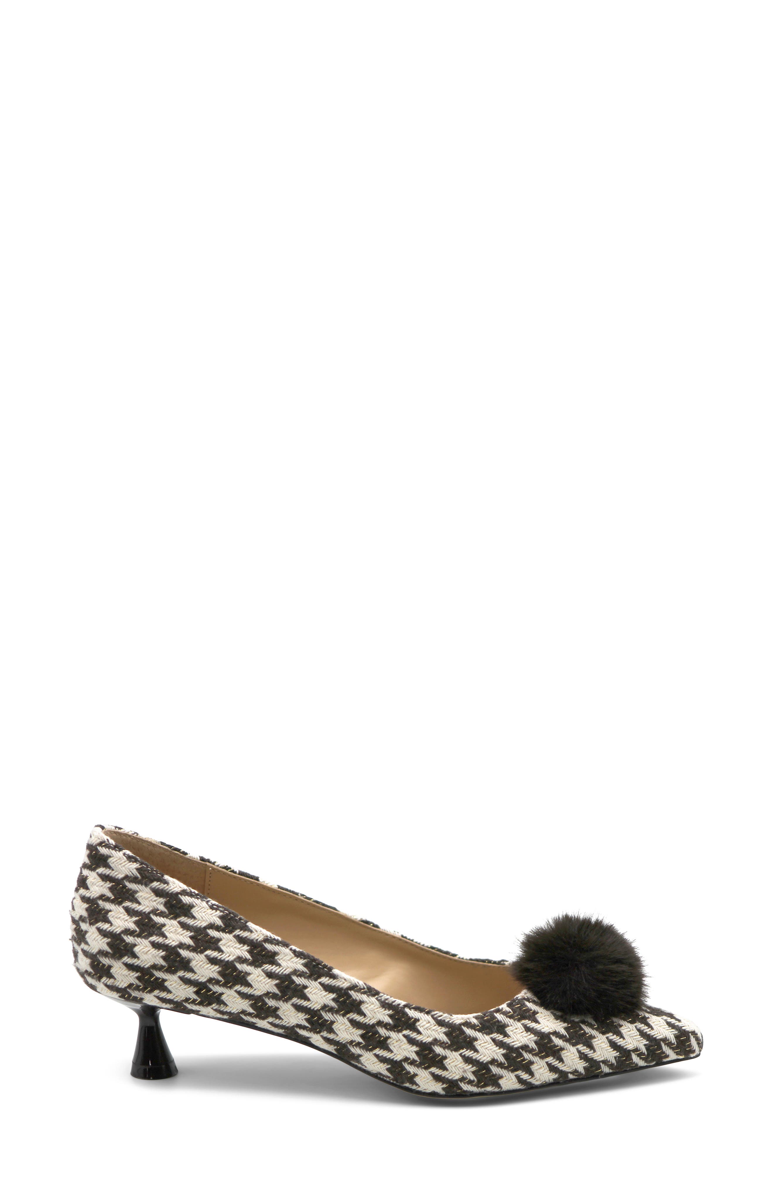 Amon Pointed Toe Kitten Heel Pump, Alternate, color, DARK BROWN WHITE