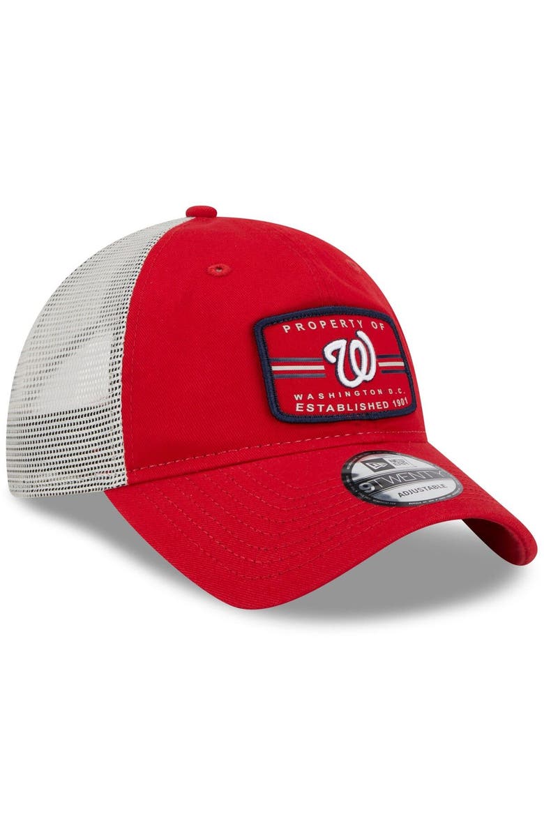 Men's New Era Red Washington Nationals Property Trucker 9TWENTY Snapback Hat, Alternate, color, Red