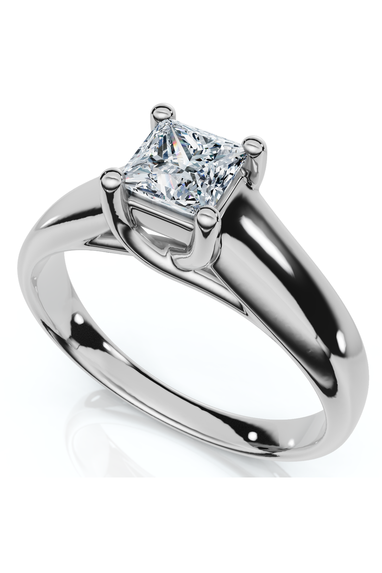1ct Princess Cut Lab Grown Diamond Solitaire Engagement Ring 14k Gold, Alternate, color, 14k White Gold