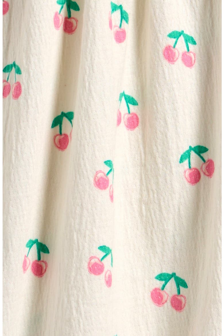 Cherry Print Ruffle Crinkled Jersey Dress, Alternate, color, OFF WHITE