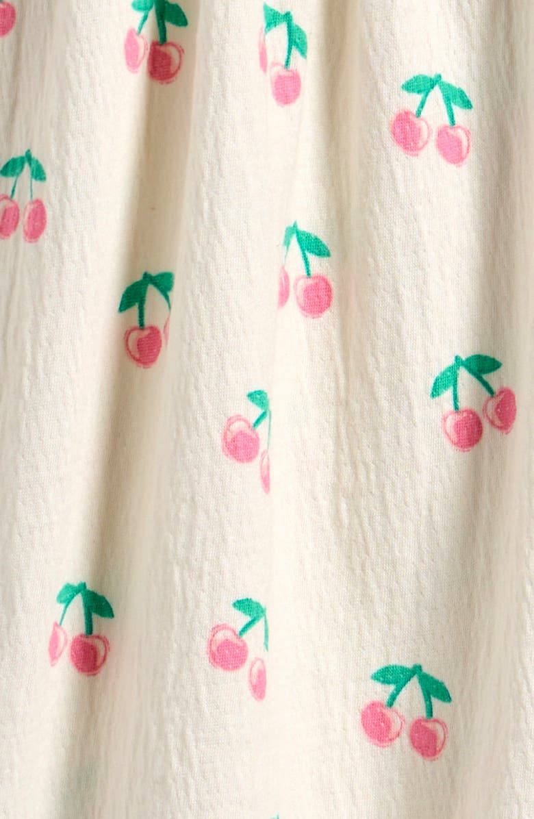 MILES THE LABEL Cherry Print Ruffle Crinkled Jersey Dress, Alternate, color, Off White
