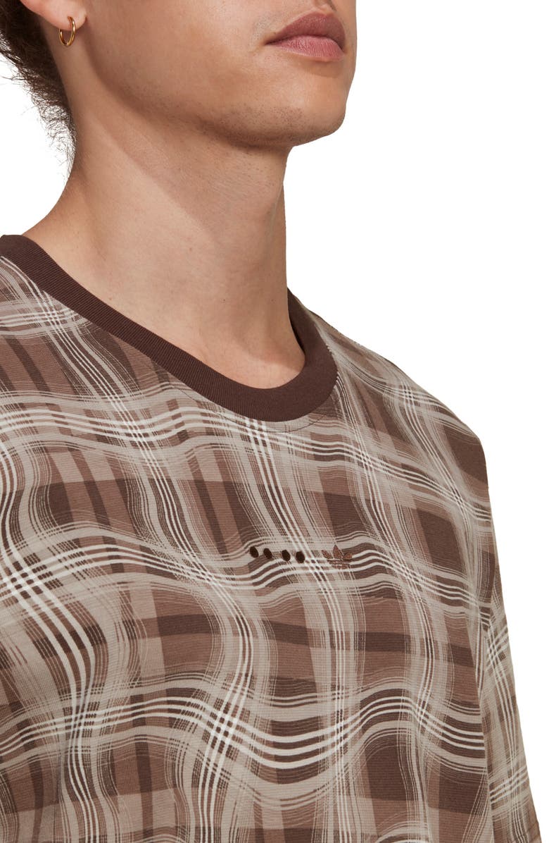 adidas Reveal Distorted Plaid T-Shirt, Alternate, color,