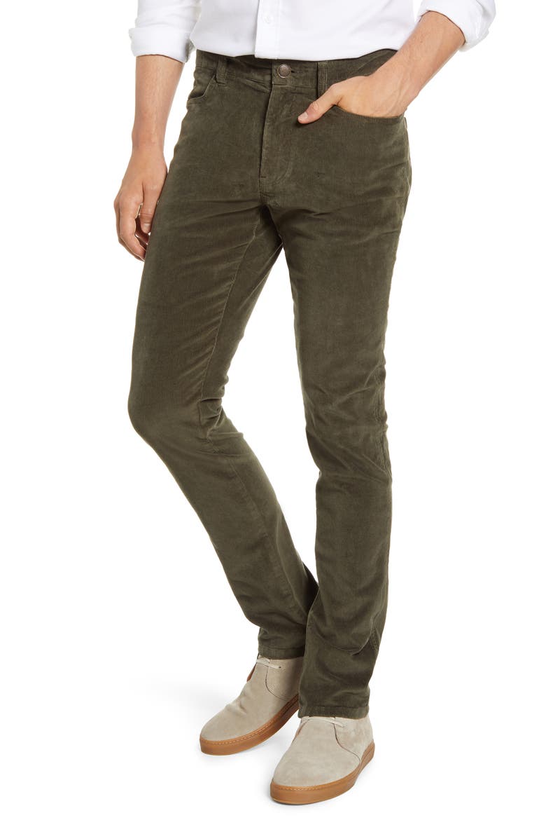 Stretch Corduroy Five Pocket Pants, Main, color, MOSS