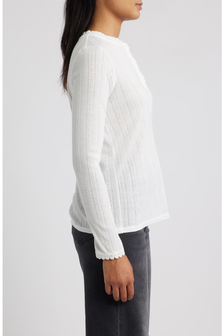 Ava Lace Henley Top, Alternate, color, WHITE