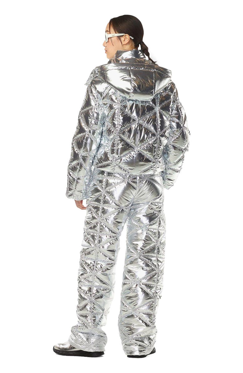 MCM Apres-Ski Quilted Puffer Jacket in Metallic Polyester, Alternate, color, Silver