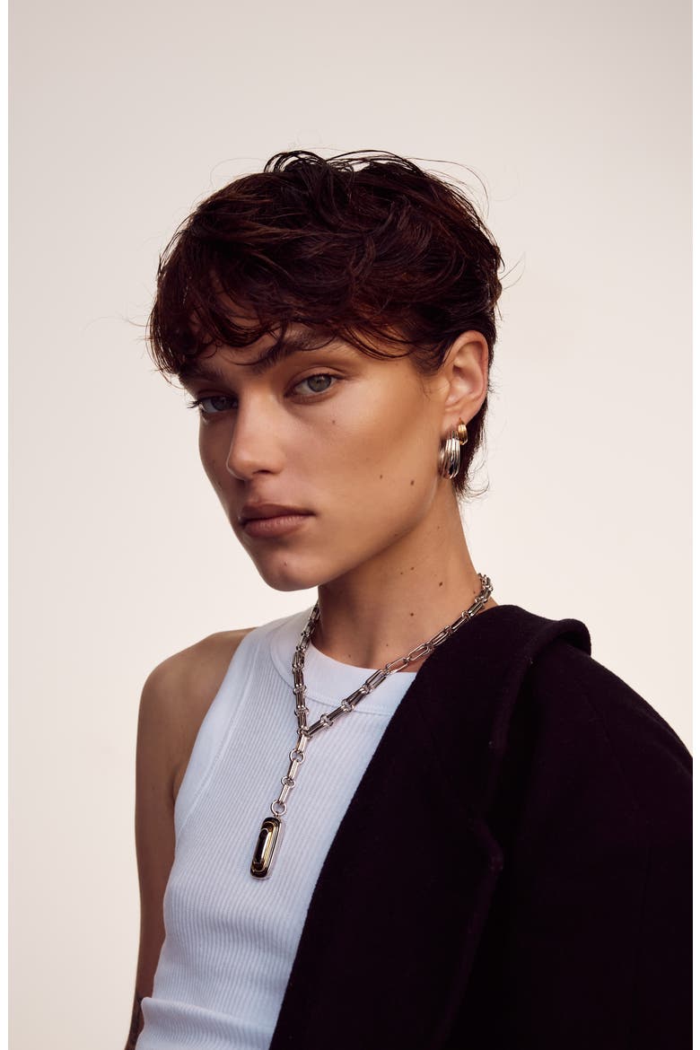 Dalia Two-Tone Y-Necklace, Alternate, color, SILVER