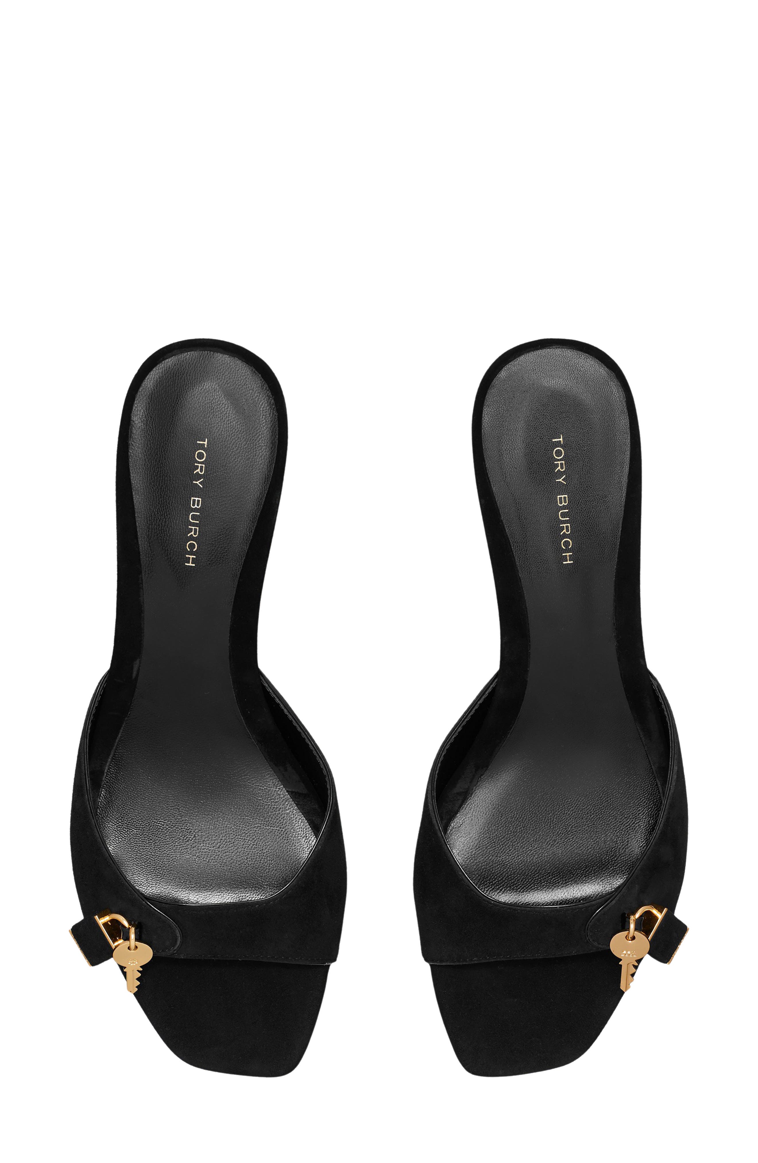 Lock Kitten Heel Sandal, Alternate, color, PERFECT BLACK / SILVER