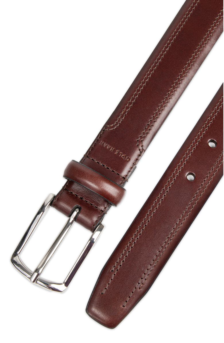 Cole Haan Fes Stitch Leather Belt, Alternate, color, Chocolate