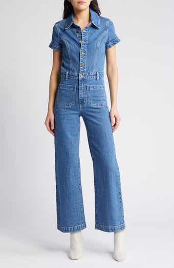 Sailor Short Sleeve Denim Jumpsuit
