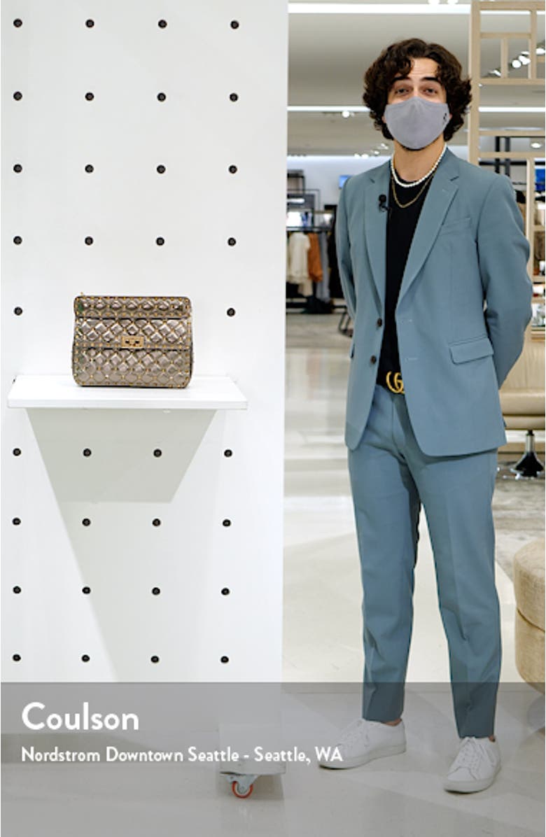 Medium Rockstud Spike Metallic Leather Shoulder Bag, sales video thumbnail