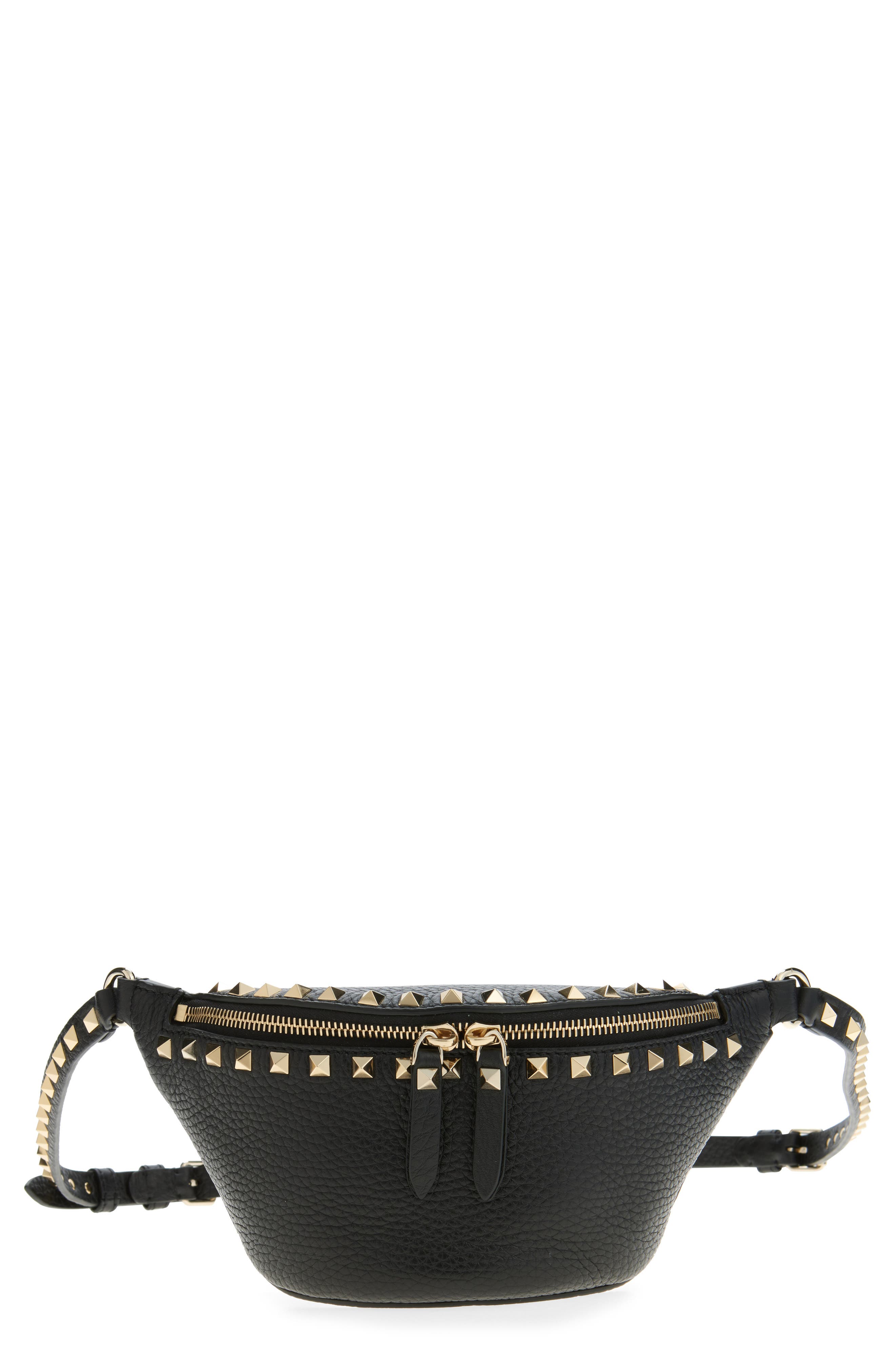 Valentino Garavani Rockstud Leather Belt Bag, Main, color, 