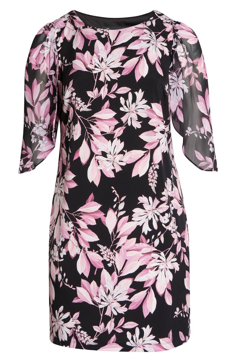 Connected Apparel Floral Cape Sleeve Minidress, Alternate, color,