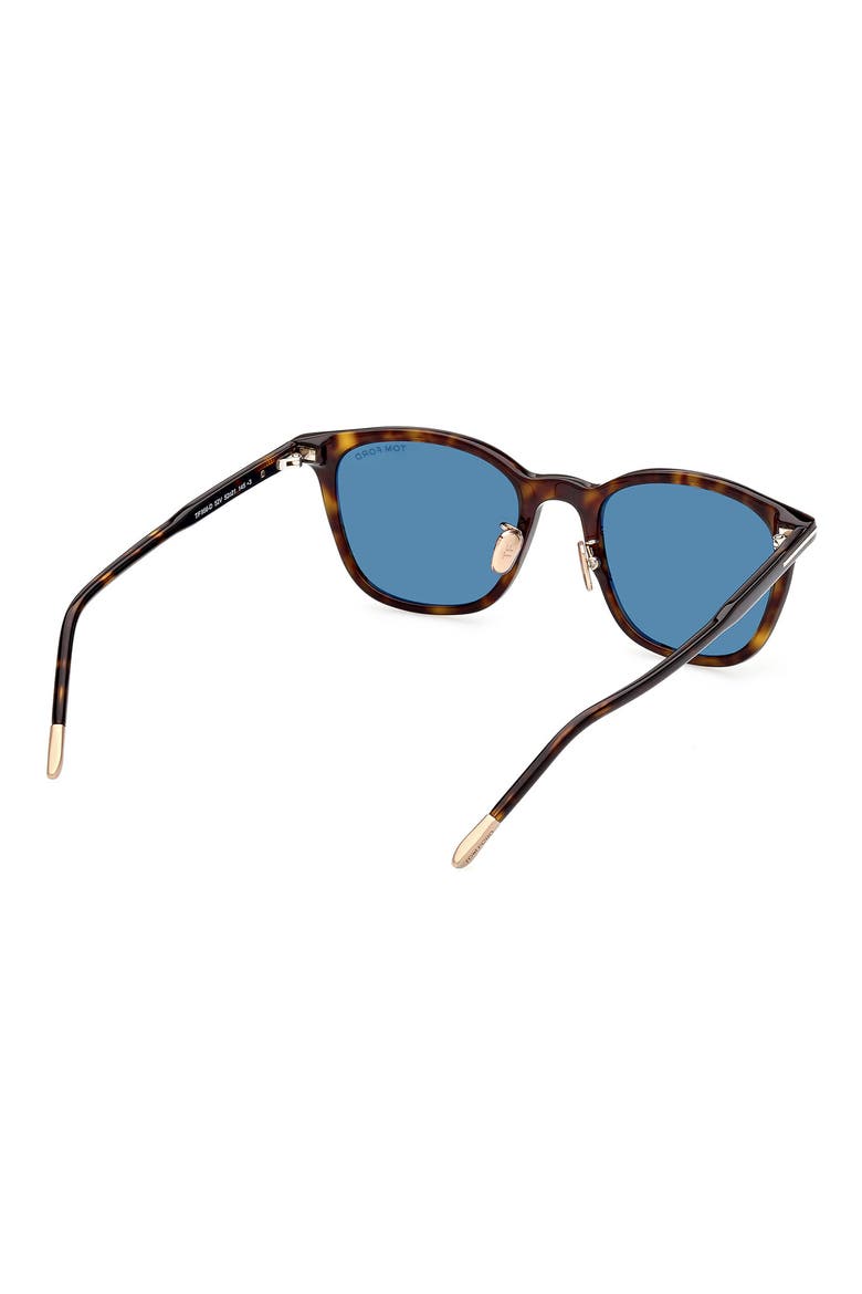 52mm Round Sunglasses, Alternate, color, DARK HAVANA / BLUE