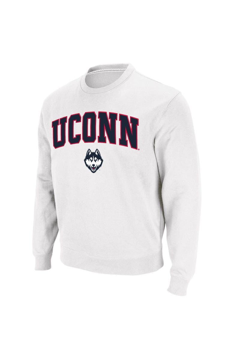 COLOSSEUM Men's Colosseum White UConn Huskies Arch & Logo Crew Neck Sweatshirt, Alternate, color, White