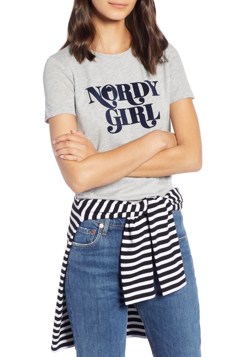 Short Sleeve Graphic Tee, Main, color, GREY- NAVY NORDY GIRL
