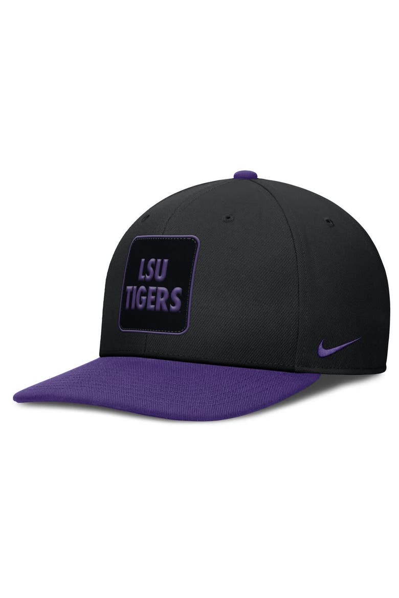 Men's Nike Black/Purple LSU Tigers 2025 Sideline Campus Pro Local Snapback Hat, Main, color, Black