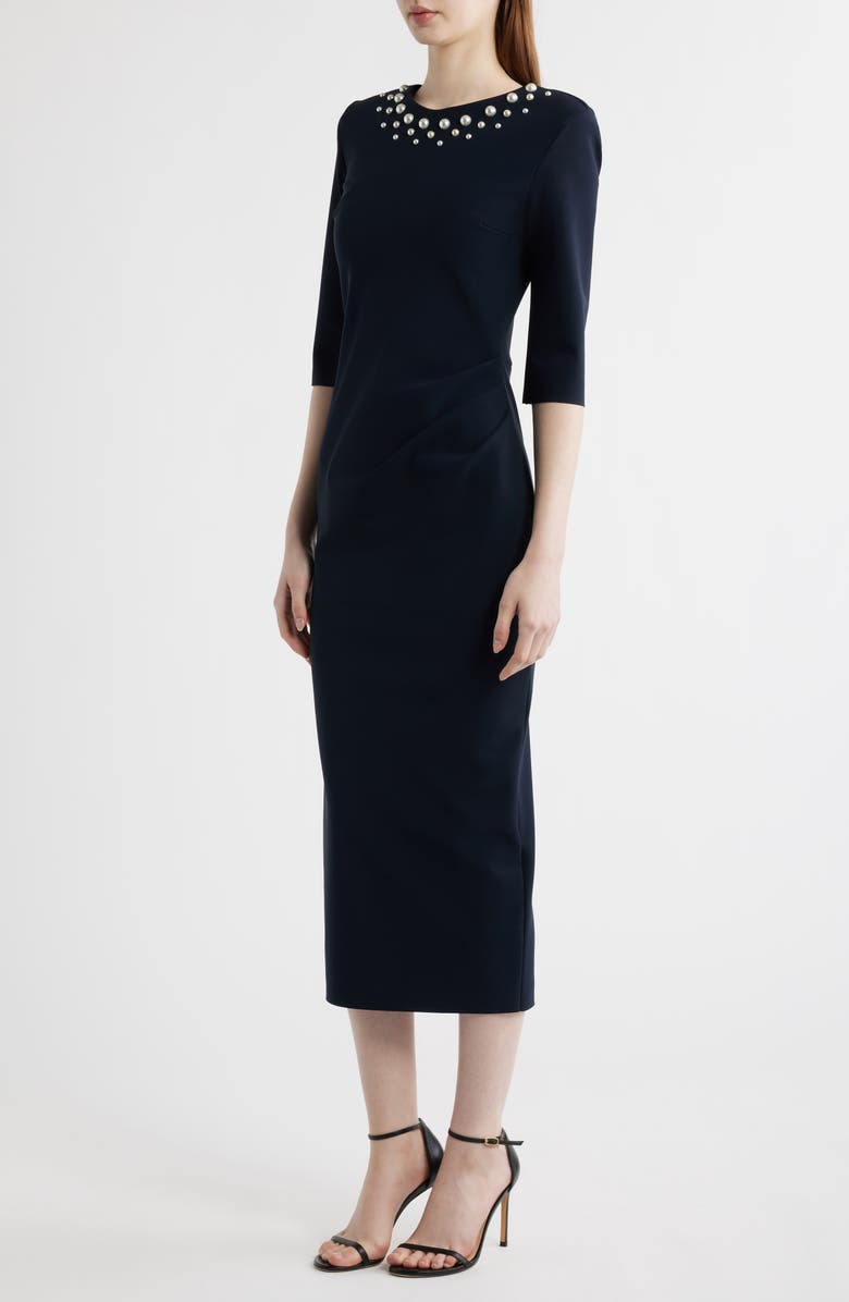 Chiara Boni La Petite Robe Shire Embellished Sheath Dress, Alternate, color, 342 Dark Midnight