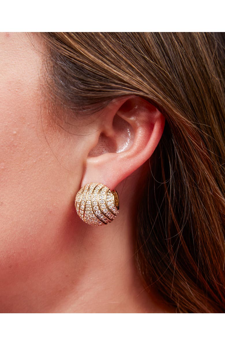 Campbell + Charlotte Revel Large Bead Huggie, Alternate, color, Diamond- Gold