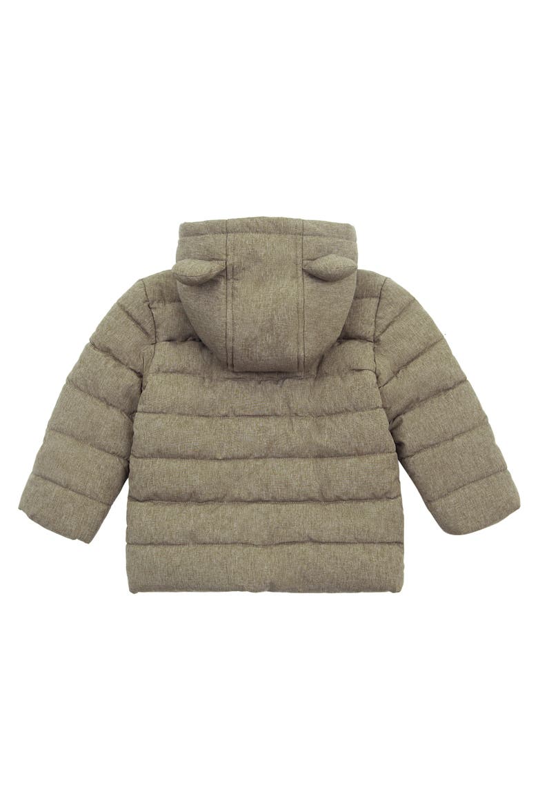 Bear Fleece Hooded Puffer Jacket, Alternate, color, Beige Textured
