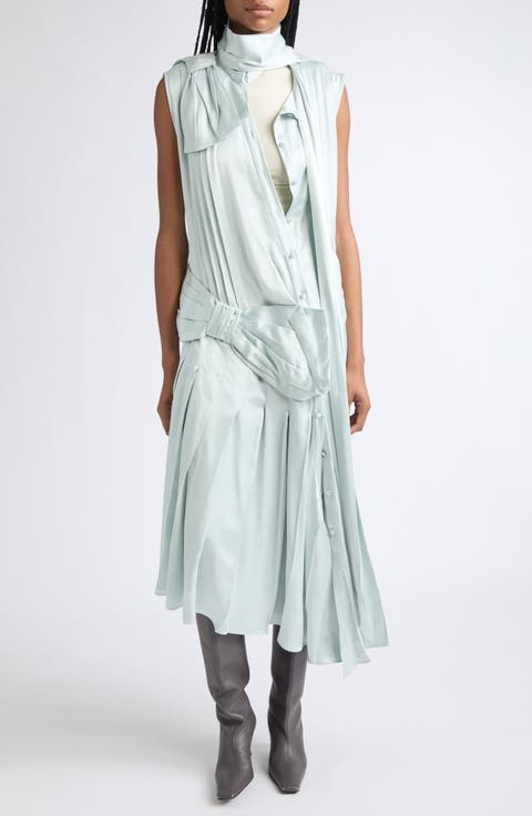 Devyn Silk Blend Satin Bow Midi Dress