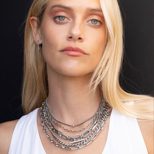 Sheryl Lowe Diamond Baby Cross Spike Earring In Silver