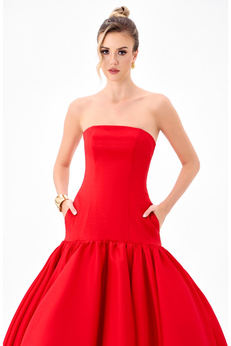 Allegra Strapless Balloon Gown, Alternate, color, RED