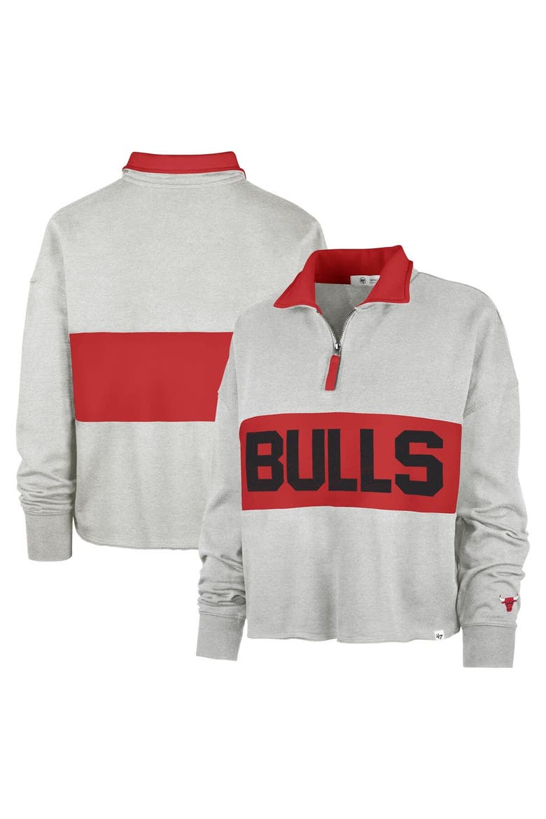 Women's '47 Heather Gray Chicago Bulls Breakthrough Remi Quarter-Zip Jacket, Main, color, Heather Gray