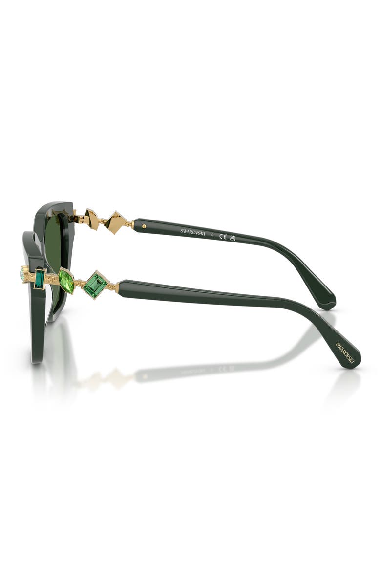 53mm Irregular Sunglasses, Alternate, color, DARK GREEN / DARK GREEN