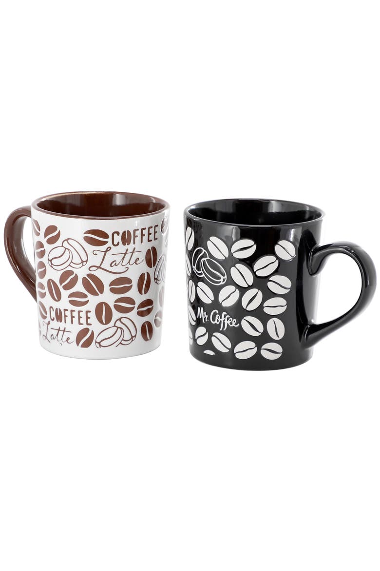 Vintage Brew 2 Piece 18 Ounce Coffee Bean Stoneware Mug Set, Main, color, Brown