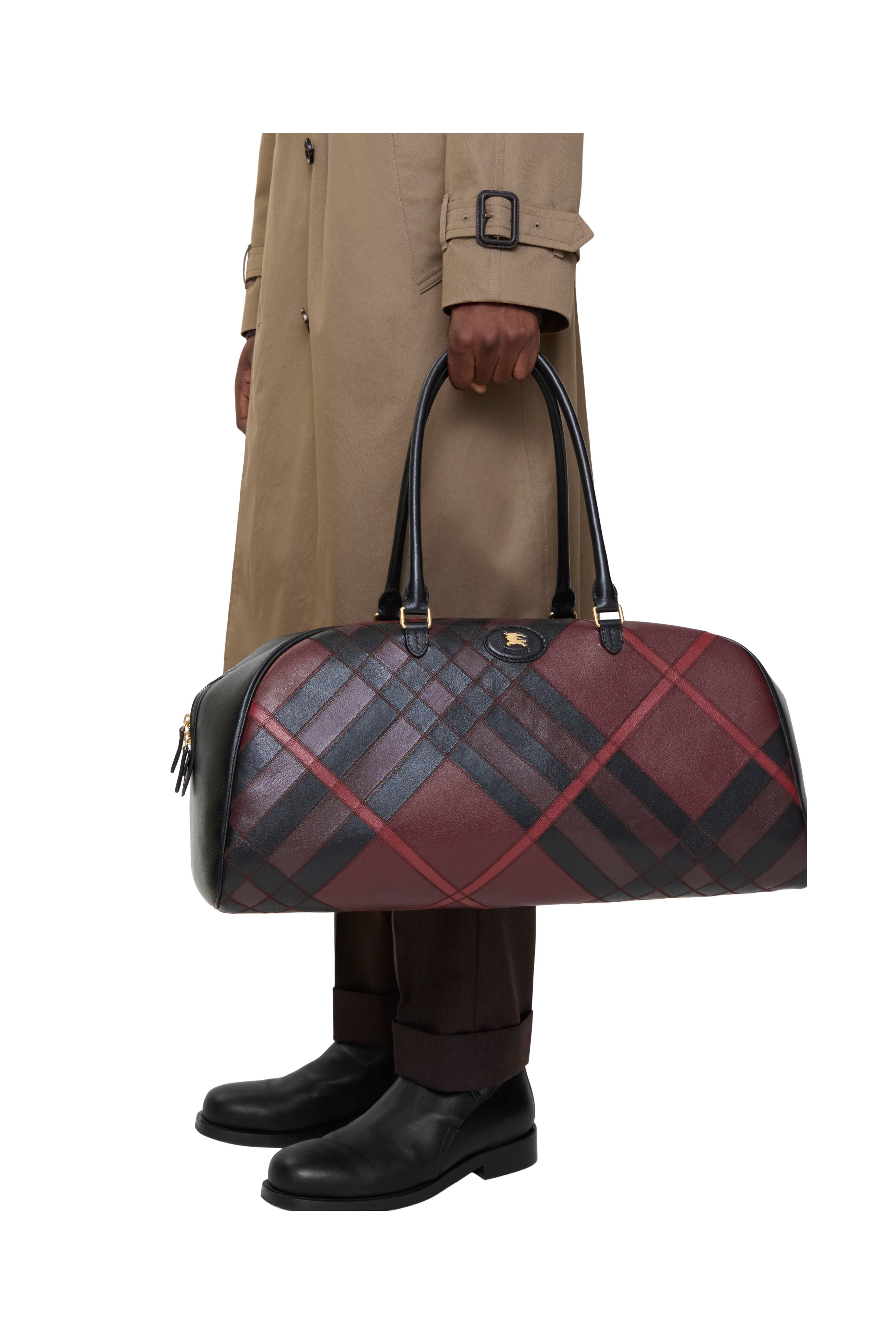 Burberry Extra Large Highlands Bowling Bag, Alternate, color, Fig Purple