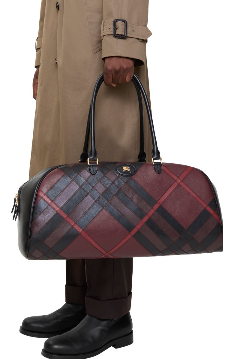 Burberry Extra Large Highlands Bowling Bag, Alternate, color, Fig Purple