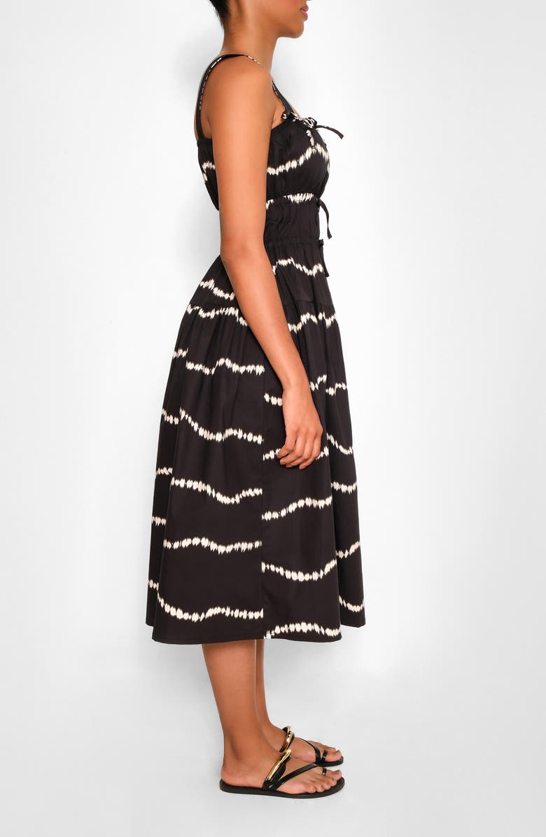 The Lulo Project Bahia Tie Sleeveless Midi Dress, Alternate, color, Black Waves