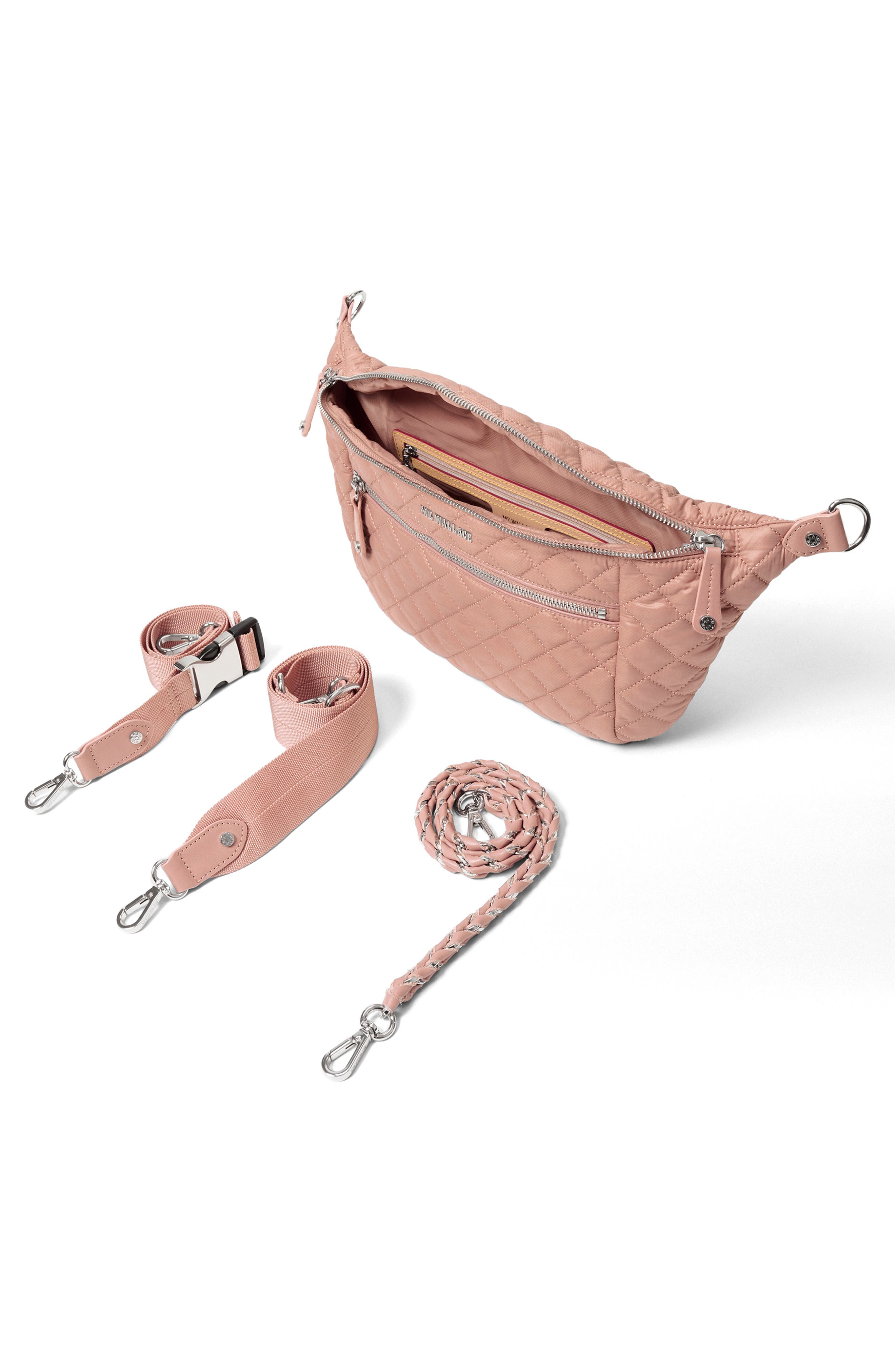 Small Crosby Quilted Nylon Convertible Sling Bag, Alternate, color, DUSTY ROSE